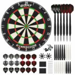 GOAT Everscore NXT LVL Cible de Fléchettes + Kit d’Accessoires KOTO Pointe Acier Noir 90 Pièces - Dartset