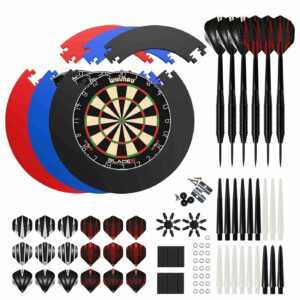 Winmau Blade 6 + Puzzle Tour de Cible + KOTO Ensemble d’Accessoires Fléchettes– 90 pièces