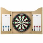 KOTO Darts Centre - Armoire en bois clair pour cible de fléchettes avec fléchettes Fléchettes pointe Acier