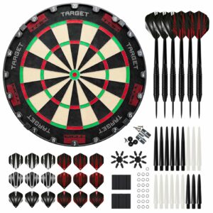 Target TOR Cible de Fléchettes + 2 Sets KOTO Fléchettes pointe Acier + 90 Pièces - Dartset